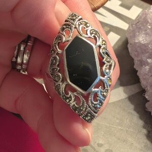 Sterling silver marcasite cocktail ring